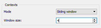 Cooccurrence widget in mode "Sliding window"