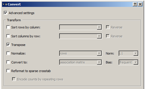 Change the orientation of Orange Textable table using Convert